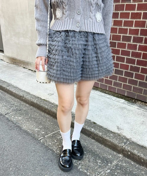 Sinoon グレー フリル付きチュールミニスカート frunco スカート チュールミニスカート : ZOZOTOWN Yahoo!店 - 通販