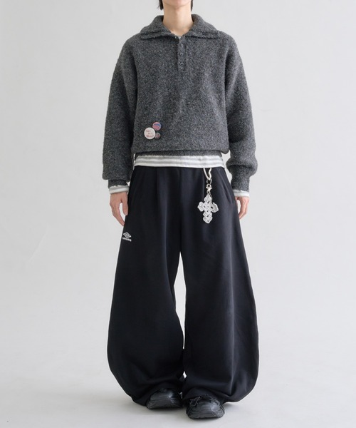 セーター ニット Dual-Neck Mulch Button Knit / デュアルネック 