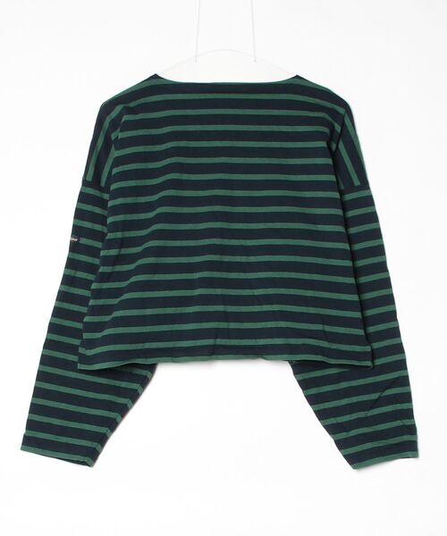 「Le Minor」 ボーダー柄長袖カットソー - グリーン レディース_画像2