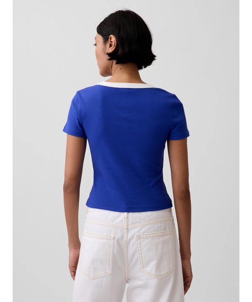 GAP（ギャップ） tシャツ リブ GAPロゴ 半袖チビTシャツ レディース