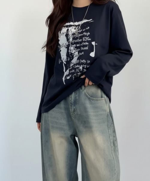 tシャツ フロントプリント Tシャツ ロンT 長袖 レディース : ZOZOTOWN