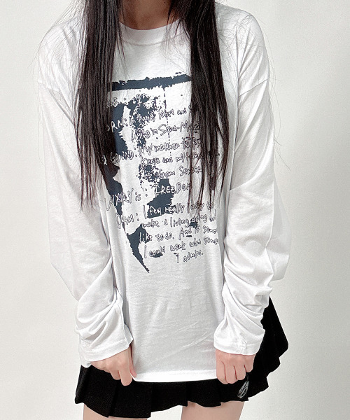 8SM1 日本製　フロントプリントTシャツ　ホワイト　レディース　古着 tシャツ フロントプリント Tシャツ ロンT 長袖 レディース : ZOZOTOWN