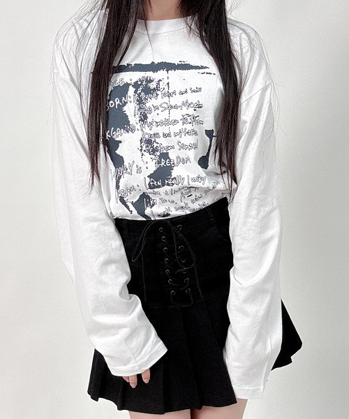 8SM1 日本製　フロントプリントTシャツ　ホワイト　レディース　古着 tシャツ フロントプリント Tシャツ ロンT 長袖 レディース : ZOZOTOWN