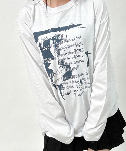 MACHATTプリント 長袖Tシャツ　ロンT ホワイト tシャツ フロントプリント Tシャツ ロンT 長袖 レディース : ZOZOTOWN