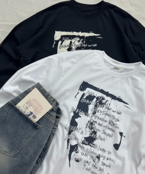 8SM1 日本製　フロントプリントTシャツ　ホワイト　レディース　古着 tシャツ フロントプリント Tシャツ ロンT 長袖 レディース : ZOZOTOWN