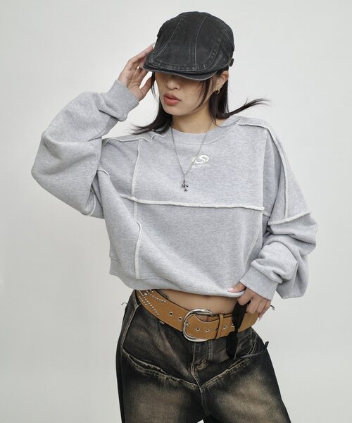 「WHO'S WHO gallery」 「sloppy」スウェットカットソー FREE チャコールグレー レディース_画像2