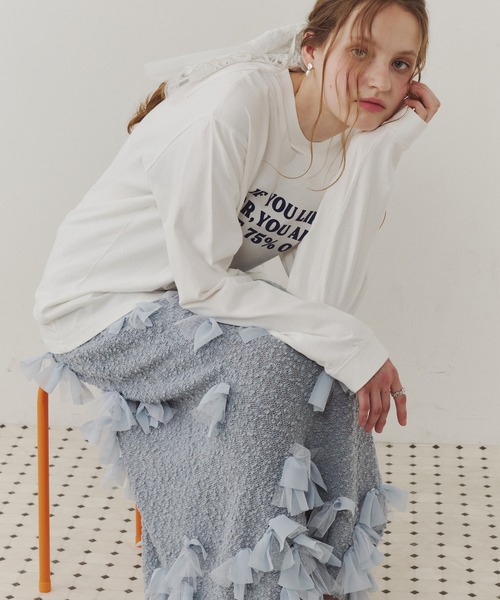 スカート メニーリボンサマーニットIラインスカートIII「セットアップ対応」の画像