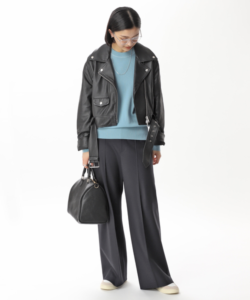 「AP STUDIO」 スラックス 40 ネイビー レディース_画像9