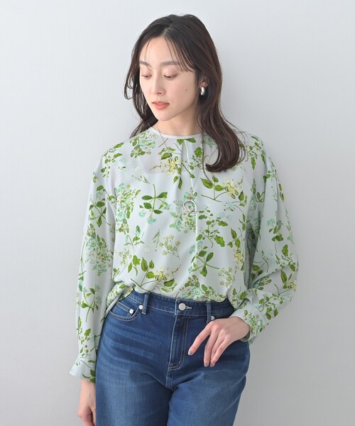 ブラウス シャツ 「花柄/洗える」ボタニカルブラウス レディースの画像
