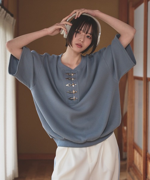 Tワイヤー風 バングル 未使用 保存袋付き 狐独 ヘンリーネック tシャツ ファイヤーフックワッフルTシャツ メンズ