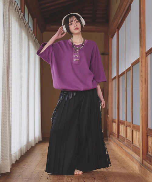 狐独 ヘンリーネック tシャツ ファイヤーフックワッフルTシャツ メンズ