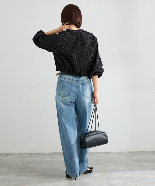 IENA ★ フラワージャガードラッフルブラウス IENA（イエナ） 美品 定価3.6万 2024AW フラワージャガードラッフル