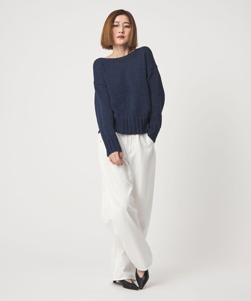 【conte】コンテ　テープヤーン ボートネックニット　春ニット conte ニット セーター 「conte」テープヤーン ボートネックニット
