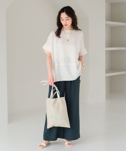 「Elura」 半袖ブラウス MEDIUM ネイビー レディース_画像4