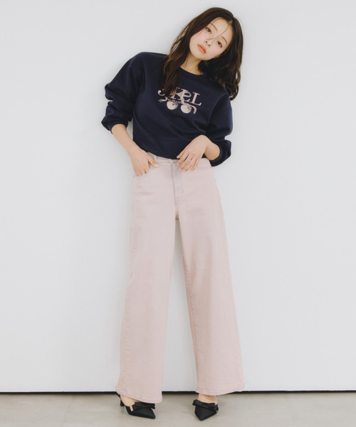 ワイドパンツ ジーンズ デニム デニムパンツ SOMETHING 別注レースアップワイドデニムパンツ レディースの画像