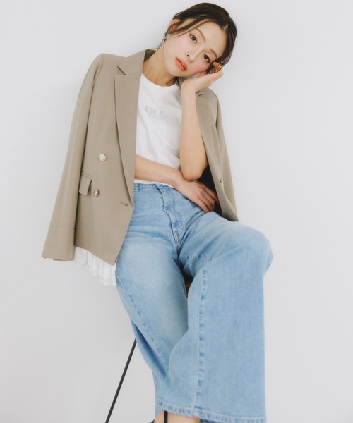 ワイドパンツ ジーンズ デニム デニムパンツ SOMETHING 別注レースアップワイドデニムパンツ レディースの画像