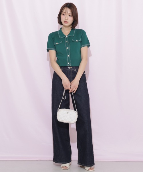 ワイドパンツ ジーンズ デニム デニムパンツ SOMETHING 別注レースアップワイドデニムパンツ レディースの画像