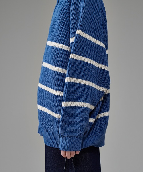 「ONCILY」 ニットカーディガン MEDIUM ブルー メンズ_画像6