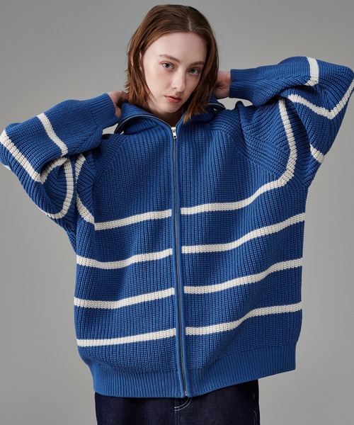 「ONCILY」 ニットカーディガン MEDIUM ブルー メンズ_画像8