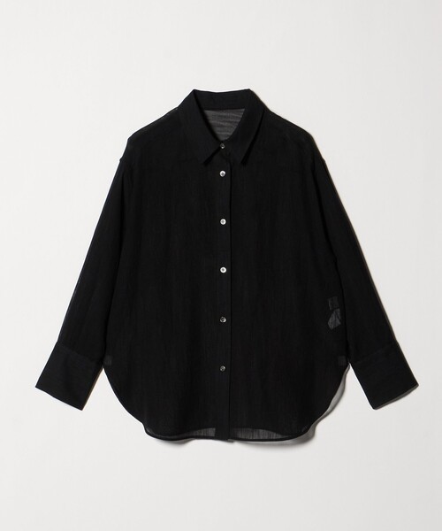 ブラウス シャツ 「size SHORTあり」ラミーライク ロングスリーブシャツ 通気性 レディースの画像