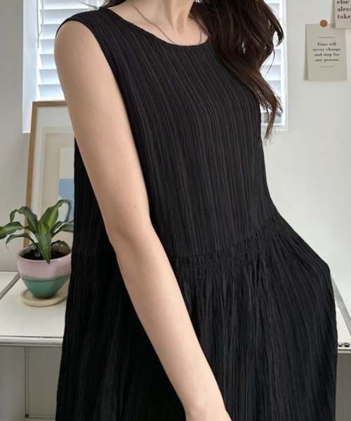 umune ワンピース ノースリーブワンピース ロング マキシ丈 ティアード