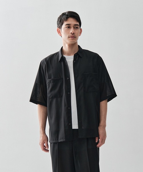 シャツ 「ATON / エイトン」別注TWIST WOOL GAUZE SHORT SLEEVE SHIRT メンズの画像