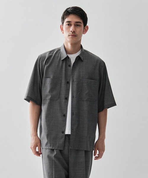 シャツ 「ATON / エイトン」別注TWIST WOOL GAUZE SHORT SLEEVE SHIRT メンズの画像