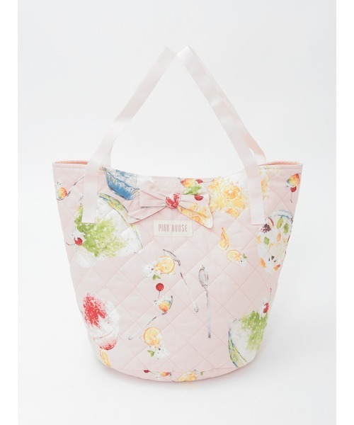 PINK HOUSE　BUCKET TOTE　ダイヤモンドパターン トートバッグ PINK HOUSE（ピンクハウス） トートバッグ かき氷プリントキルティング