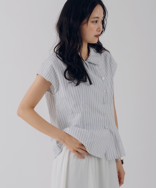 MUHET（ミュエータ） ブラウス シャツ 夏 半袖 asymmetry button