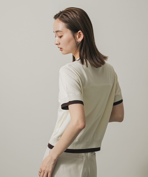 「SENSE OF PLACE by URBAN RESEARCH」 半袖ニット ONE ネイビー レディース_画像3