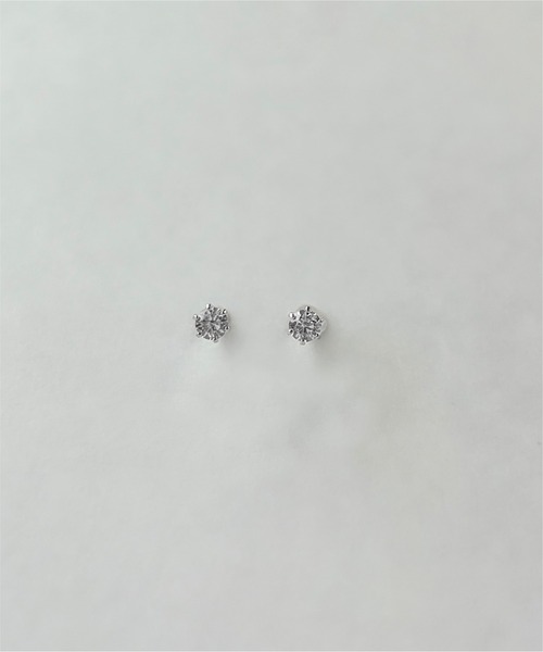 ピアス K10WG キュービックジルコニア ピアス レディースの画像