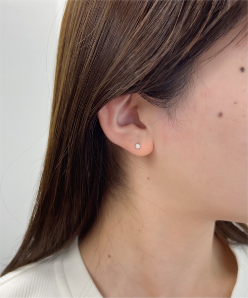ピアス K10WG キュービックジルコニア ピアス レディースの画像
