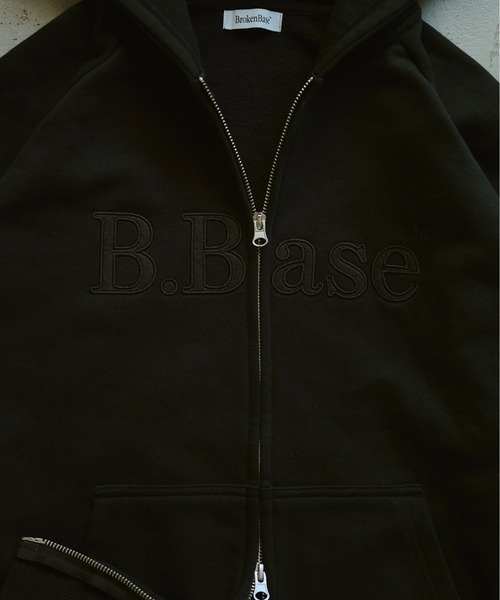 「BROKEN BASE」 ジップアップパーカー SMALL ライトブルー メンズ_画像6