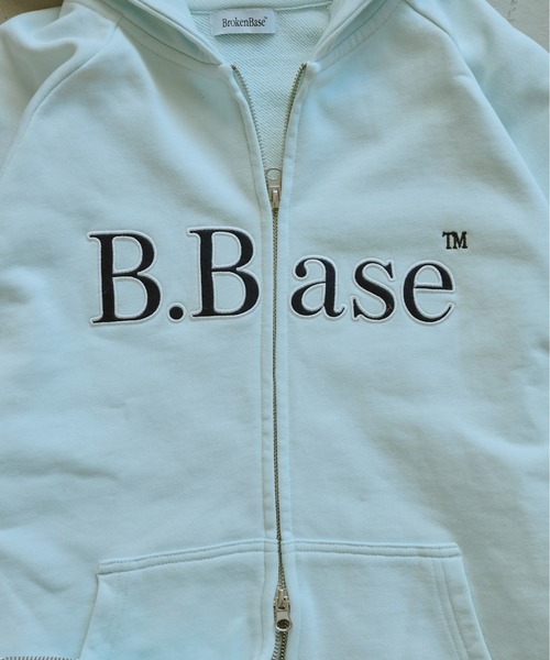 「BROKEN BASE」 ジップアップパーカー SMALL ライトブルー メンズ_画像9