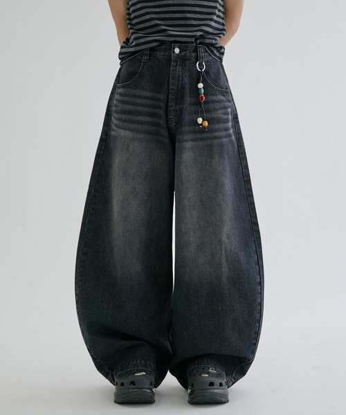 ワイドパンツ ジーンズ Slab curve denim / スラブカーブデニム メンズ
