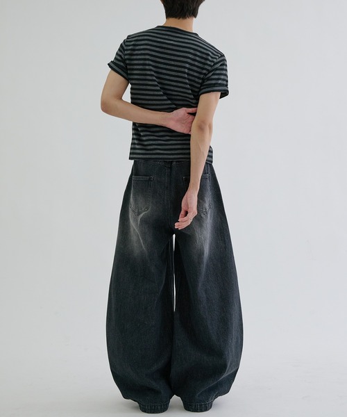 ワイドパンツ ジーンズ Slab curve denim / スラブカーブデニム メンズ 