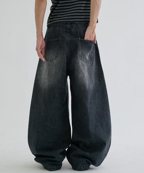 ワイドパンツ ジーンズ Slab curve denim / スラブカーブデニム メンズ