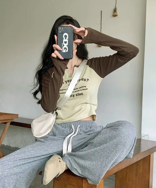 「shopnikoniko」 長袖カットソー フリー ブラウン レディース_画像6