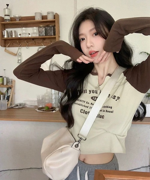 「shopnikoniko」 長袖カットソー フリー ブラウン レディース_画像7