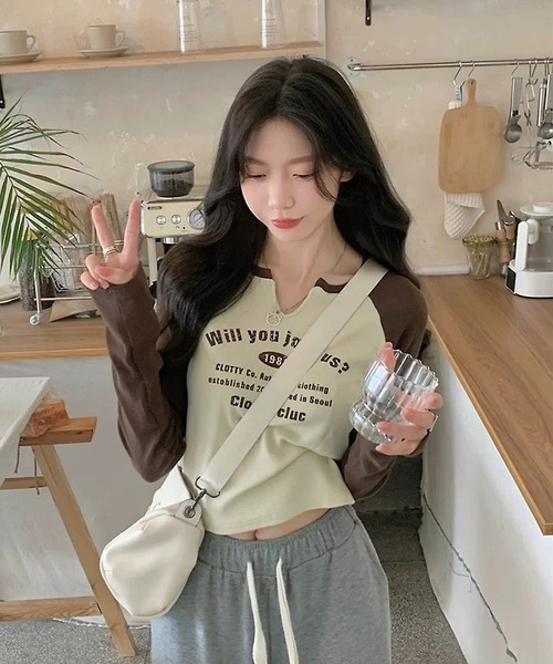 「shopnikoniko」 長袖カットソー フリー ブラウン レディース_画像9