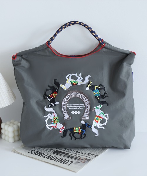 LA VORAGINE（ラ ヴォラジネ） トートバッグ 馬刺繍 トートバッグ 大