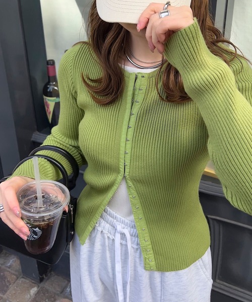 「KOBE LETTUCE」 ニットカーディガン M オフホワイト レディース_画像8