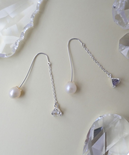 e.m.（イーエム） ピアス パールキャッチチェーンピアス レディース