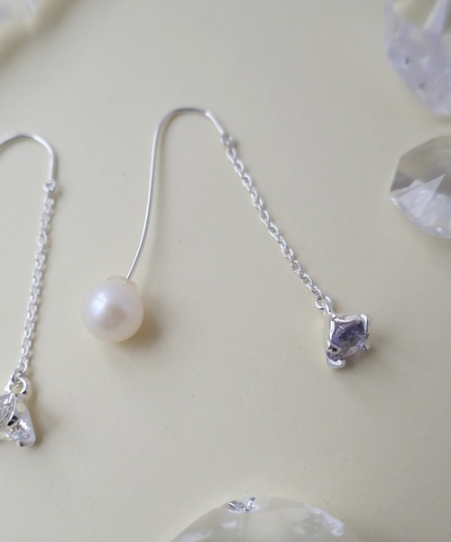 e.m.（イーエム） ピアス パールキャッチチェーンピアス レディース