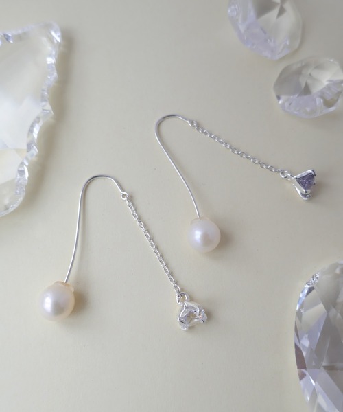 e.m.ピアス ノットピアス パール キャッチ シルバー e.m.（イーエム） ピアス パールキャッチチェーンピアス レディース