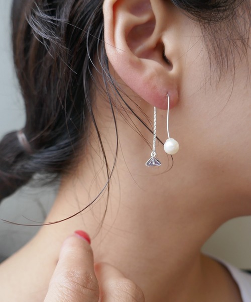 e.m.（イーエム） ピアス パールキャッチチェーンピアス レディース