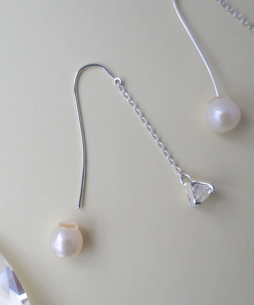 e.m.（イーエム） ピアス パールキャッチチェーンピアス レディース