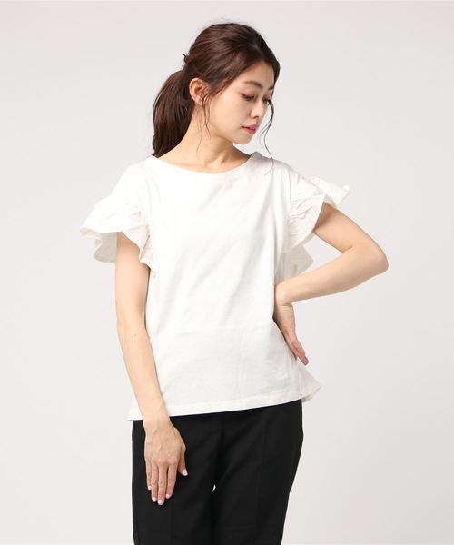お値下げしました♡ビーズ装飾 濃紺 半袖Tシャツ フリルデザイン 楽天市場】【送料無料】カットソー Tシャツ レディース 半袖