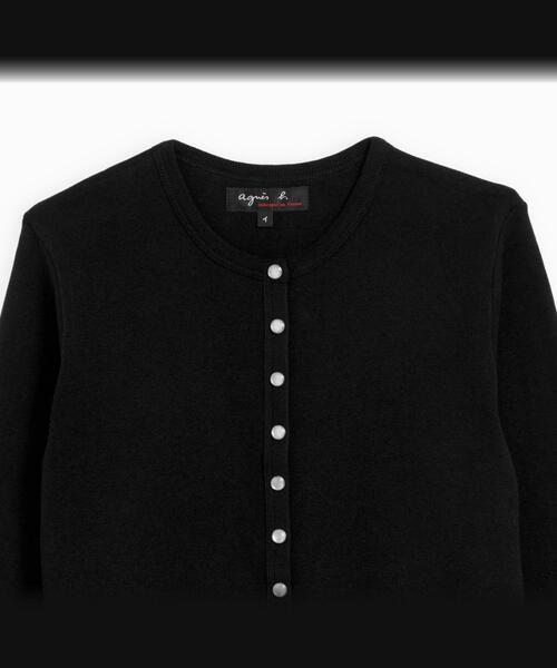 Agnes b アニエスベー　ブラックカーディガン 長袖 agnes b.（アニエスベー） カーディガン コットン ニット 長袖