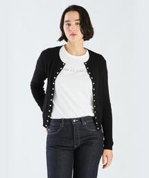 【美品】  Agnes b. / アニエスベー | ストレッチ スナップボタン ロング カーディガン | 2 | ブラック | レディース agnes b. - agnes b. アニエスベー スナップボタン ロングカーディガン
